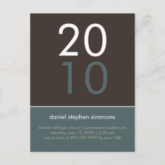 Carte Postale "Duo" Cadet Blue & Tan Graduation Invitation