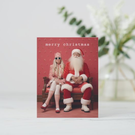 Carte Postale Duo de Noël fantasque : Père Noël et Mme Claus (Debout devant)