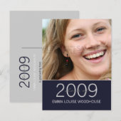 Carte Postale "Duo" Midnight Blue Graduation Invitation (Devant / Derrière)