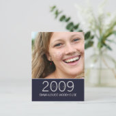 Carte Postale "Duo" Midnight Blue Graduation Invitation (Debout devant)
