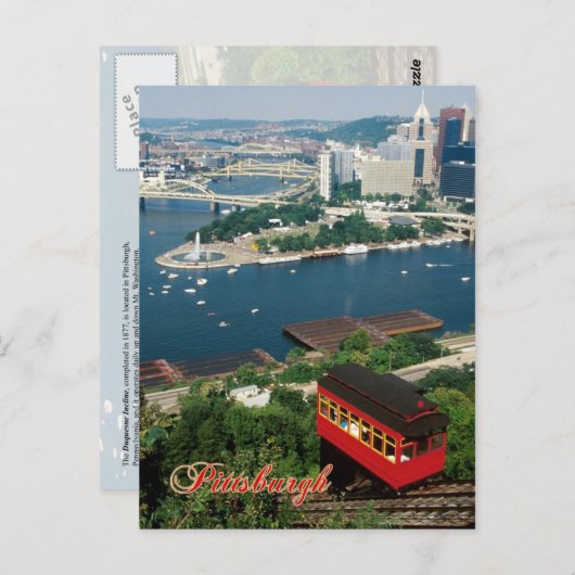 Carte Postale Duquesne Incline, Pittsburgh, Pennsylvanie (Devant / Derrière)