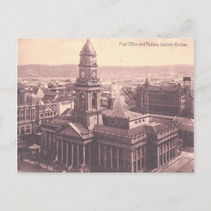 Carte Postale Durban vintage, bureau de poste et gare