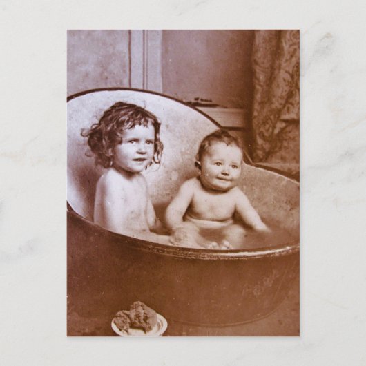Carte Postale Durée vintage du bain de bébé (Devant)