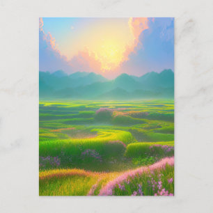 Carte Postale Dusk dans le champ de graminées