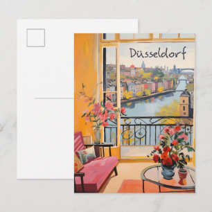 Carte Postale Dusseldorf Allemagne Voyage Ville Peinture Esthéti