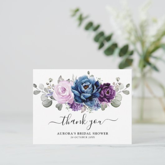 Carte Postale Dusty bleu violet Fête des mariées Lilac Merci (Debout devant)