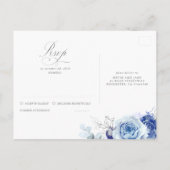 Carte Postale Dusty Blue and Silver Wedding RSVP Postcard (Dos)