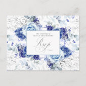 Carte Postale Dusty Blue and Silver Wedding RSVP Postcard (Devant)
