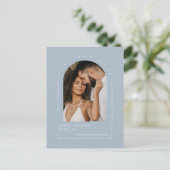 Carte Postale Dusty Blue Boho Arch Photo QR Code Enregistrer not (Debout devant)