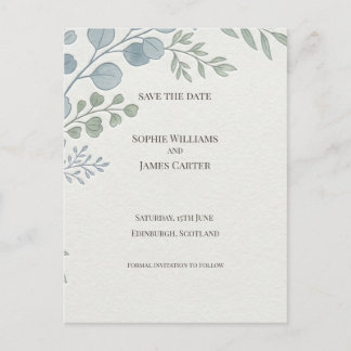 Carte postale 'Dusty Blue Botanical' pour annoncer