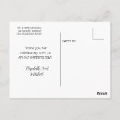 Carte Postale Dusty Blue Calligraphy 3 Mariage photo Merci (Dos)