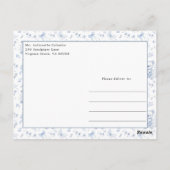 Carte Postale Dusty Blue Chinoiserie Teddy Bear and Bows Baby (Dos)