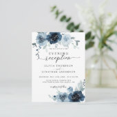 Carte Postale Dusty Blue Dark Navy Floral Faire-part de mariage (Debout devant)