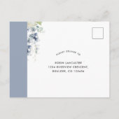 Carte postale Dusty Blue Floral RSVP avec/sans rep (Dos)