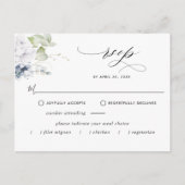 Carte postale Dusty Blue Floral RSVP avec/sans rep (Devant)