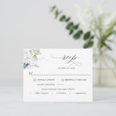 Carte postale Dusty Blue Floral RSVP avec/sans rep (Debout devant)
