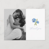 Carte Postale Dusty Blue Hydrangea Mariage photo Merci (Devant)