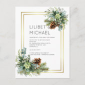 Carte Postale Dusty Blue Mariage Eucalyptus Budget vert (Devant)