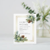 Carte Postale Dusty Blue Mariage Eucalyptus Budget vert (Debout devant)