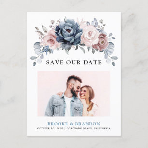 Carte Postale Dusty Blue Mauve Rose ardoise rose Enregistrer la 
