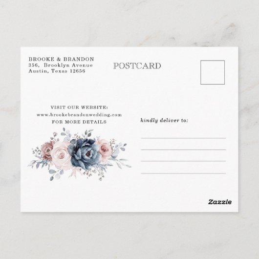 Carte Postale Dusty Blue Mauve Rose Calendrier photo enregistrer (Dos)