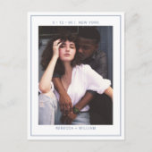 Carte Postale Dusty Blue Photo Wedding Enregistrer la date (Devant)