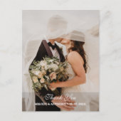 Carte Postale Dusty Blue Photo Wedding Thank You (Devant)