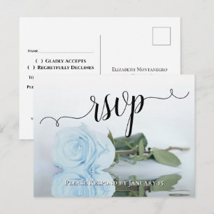 Carte Postale Dusty Blue Reflet Rose élégant mariage RSVP