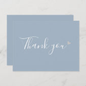 Carte Postale Dusty Blue Silver Heart Script Merci d'affaires (Devant / Derrière)