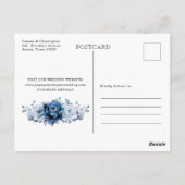 Carte Postale Dusty Blue Slate Navy Botanical Enregistrer la dat (Dos)