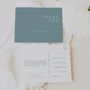 Carte Postale Dusty Boho Remerciements de mariage bleu et vert