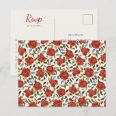 Carte Postale Dusty Elegant Golden Red Rose Mariage (Devant / Derrière)