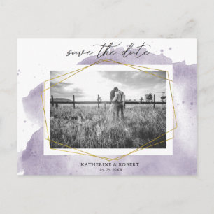 Carte Postale Dusty Gold et Purple   Photo Enregistrer La Date