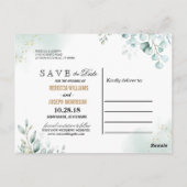 Carte Postale Dusty Gold Eucalyptus Mariage de verdure (Dos)