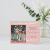 Carte Postale Dusty Rose Blush Pink Faire-part de graduation (Debout devant)