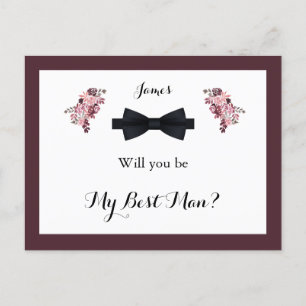 Carte Postale Dusty Rose Bourgogne Best Man Request Card