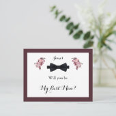 Carte Postale Dusty Rose Bourgogne Best Man Request Card (Debout devant)