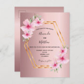 Carte Postale Dusty rose faire-part de mariage floral or (Devant / Derrière)