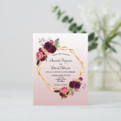 Carte Postale Dusty rose floral bordeaux faire-part de mariage (Debout devant)