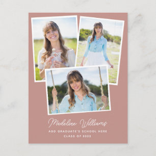 Carte Postale Dusty Rose Multi Photo Graduation