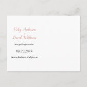 Carte Postale Dusty rose script mariage Enregistrer la photo Dat (Dos)