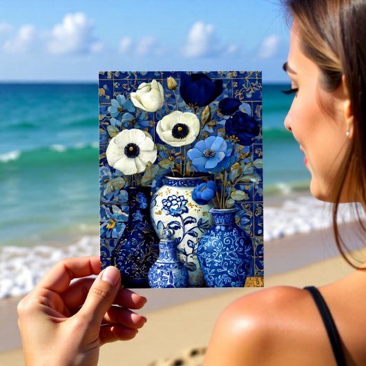 Carte Postale Dutch Blue Floral Still Life