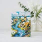 Carte Postale Dutch Countryside with Windmills and Water Channel (Debout devant)