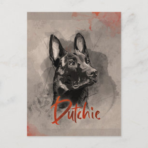 Carte Postale Dutch Shepherd - Illustration utchie