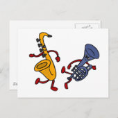 Carte Postale DY - Dessin de danse saxophone et trompette (Devant / Derrière)