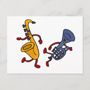 Carte Postale DY - Dessin de danse saxophone et trompette