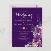 Carte Postale Dynastie Gingembre Violet Mariage Floral Invite (Devant / Derrière)