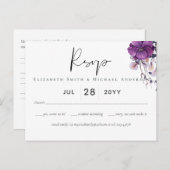 Carte Postale Dynastie violette foncé Floral Budget Mariage RSVP (Devant / Derrière)