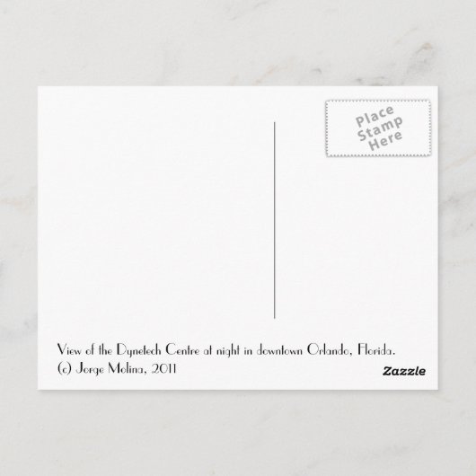 Carte Postale Dynetech Centre, Orlando, Floride (Dos)
