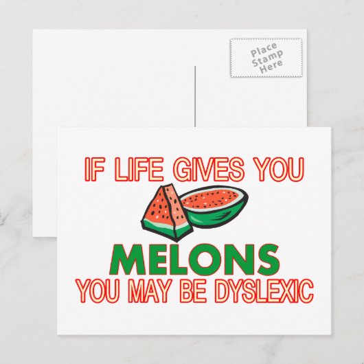 Carte Postale Dyslexie de Melon (Devant / Derrière)